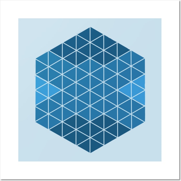 Blue Abstract Triangle Sacred Geometry Design Wall Art by brooklynmpls